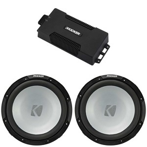 Kicker 48PXA6001 Weatherproof Powersport Mono Amp & (2) 12" 4 Ohm Marine Subwoofer - 1 of 4