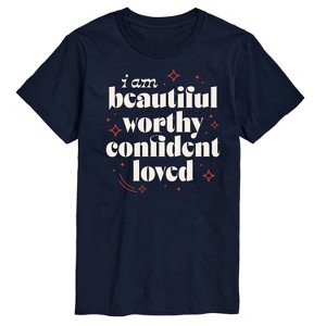 Men's - Instant Message - Beautiful Worthy Confident Loved Short Sleeve Graphic T-Shirt - 1 of 4