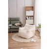 Soft Teddy Fabric Tufted Foam Bean Bag Chair With Teddy Fabric Ivory White - 3 of 4