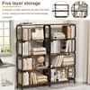 Kumasinova 5-Tier Industrial Bookshelf with X-Back Design, Metal Frame Storage Bookcase, Rustic Brown Tall Bookcase with Open Wood Design - 2 of 4