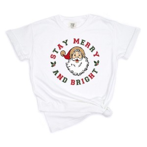 Simply Sage Market Women's Stay Merry And Bright Circle Short Sleeve Garment Dyed Tee - 1 of 2