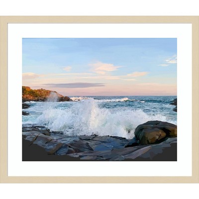 Crashing Waves Coastal Scenic Framed Photography Print, 25" Wide