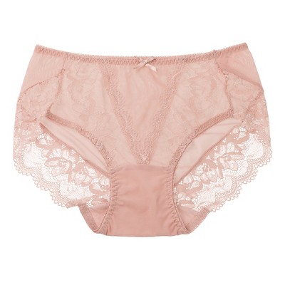 Agnes Orinda Women's Plus Sheer Lace Trim High-Rised Solid Briefs Stretchy Underwear