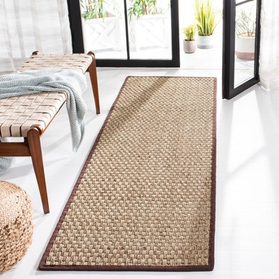 Hand-Knotted Cotton and Jute Natural/Dark Brown Runner Rug, 2'6" x 10'