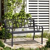Outsunny Metal Garden Bench, Black Outdoor Bench for 2 People, Park-Style Patio Seating Decor with Armrests & Backrest, Black - 3 of 4