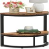 SEVOBAL End Tables Two Tier Half Moon Accent Table with Rustic Wood and Open Shelf for Living Room Bedroom , Rustic Brown, 12.01"*26.97"*4.53" - 4 of 4