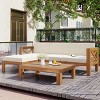 5-Piece Outdoor Patio Wood Sectional Sofa Set with Cushions,Acacia Wood X-Back Seating Group with Ottoman And Tea Table-Maison Boucle - 2 of 4