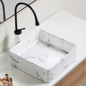 Hrinhom14.8"W Modern Ceramic Wash Basin with Faucet - 1 of 4