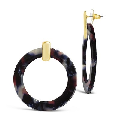 SHINE by Sterling Forever 1.25" Circle Resin Stud Drop Earrings