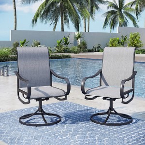 Captiva Designs Outdoor Dining Breathable Quick-dry Sling Steel Chairs with 360 Degree Swivel - 1 of 4