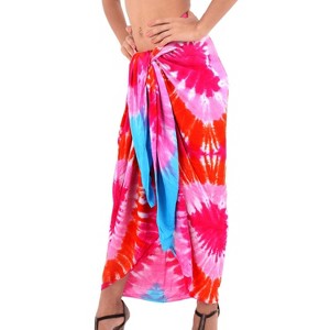 LA LEELA Women's Summer Beach Wrap Bikini Wraps Sarong Swimwear Cover up Skirt Bathing suit Swimsuit Pareo for Women One Size Pink, Tie Dye Design - 1 of 4