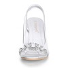 Allegra K Women's Clear Slingback Flower Rhinestone Peep Toe Heels Sandals - 2 of 4