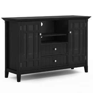 53" Solid Wood Tall Wide TV Media Stand with Handcrafted Finish, Cord Management, and Tempered Glass Doors for Living Room and Bedroom - 1 of 4