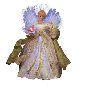 Kurt Adler 12" CUL Ivory and Gold Fiber Optic LED Angel Treetop - 1 of 4