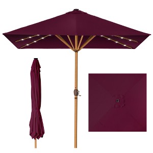 Best Choice Products 9ft Deep Square Solar LED Lighted Patio Umbrella w/ Faux Wood Texture, UV-Resistant - 1 of 4