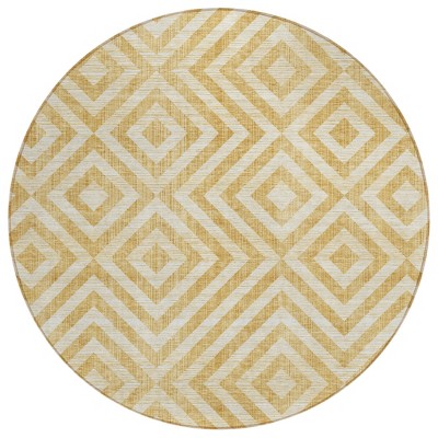 Gold Beige And Ivory Geometric Washable Indoor Outdoor Area Rug
