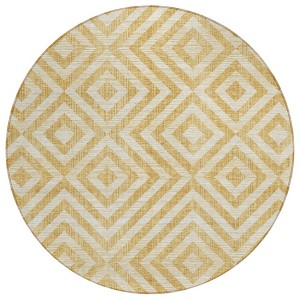 Gold Beige And Ivory Geometric Washable Indoor Outdoor Area Rug - 1 of 4