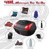AHR 48L Motorcycle Tour Tail Box Scooter Trunk Storage Lock Carrier Case for Helmet Black - 2 of 4