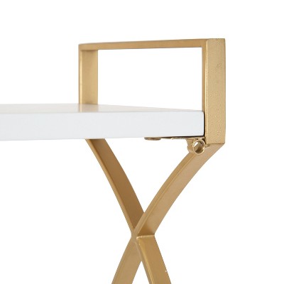 Kate and Laurel Arietta Rectangle MDF Accent Shelf, 18x7x28, Gold and White