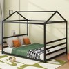 Queen Size Metal House Platform Bed Frame Sturdy House Platform Bed Easy to Assemble Floor Bed Frames Modern Style Bed for Guest Room Boys Girls - 3 of 4