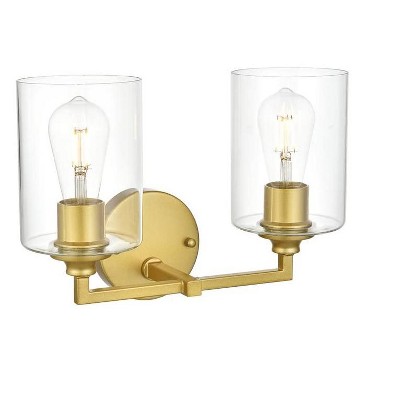 Elegant Lighting Mayson 2 light Brass and Clear Bath Sconce