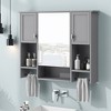 35'' x 28'' Bathroom Medicine Cabinet With Mirror Towels Bar Bathroom Wall Mounted Cabinet Wooden Hanging Cabinet Medicine Cabinets - 2 of 4