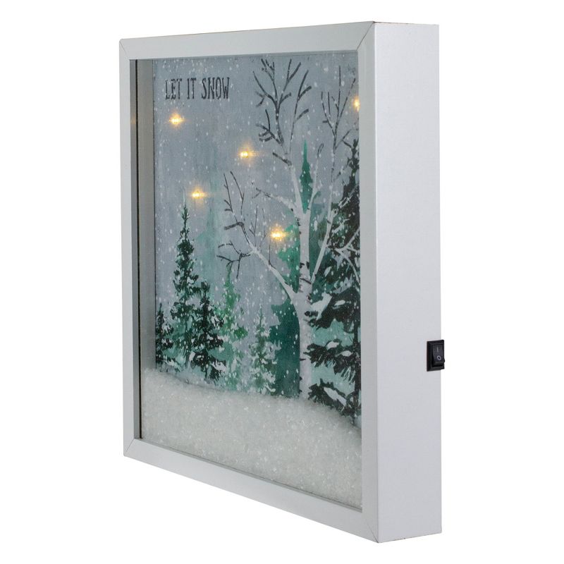 Northlight LED Lighted Let it Snow Winter Forest Christmas Canvas Wall Art 10" x 10", 3 of 5