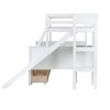 NicBex Twin over Full Bunk Bed Wooden Bed Frame with 2 Drawers, Slide, Inclined Ladder and Full Length Guardrail, No Box Spring Required - 4 of 4