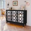 COMHOMA Modern Mirrored Sideboard Cabinet - 3 Doors Buffet with Storage, Entryway Console & Accent Cabinet, Black - 4 of 4