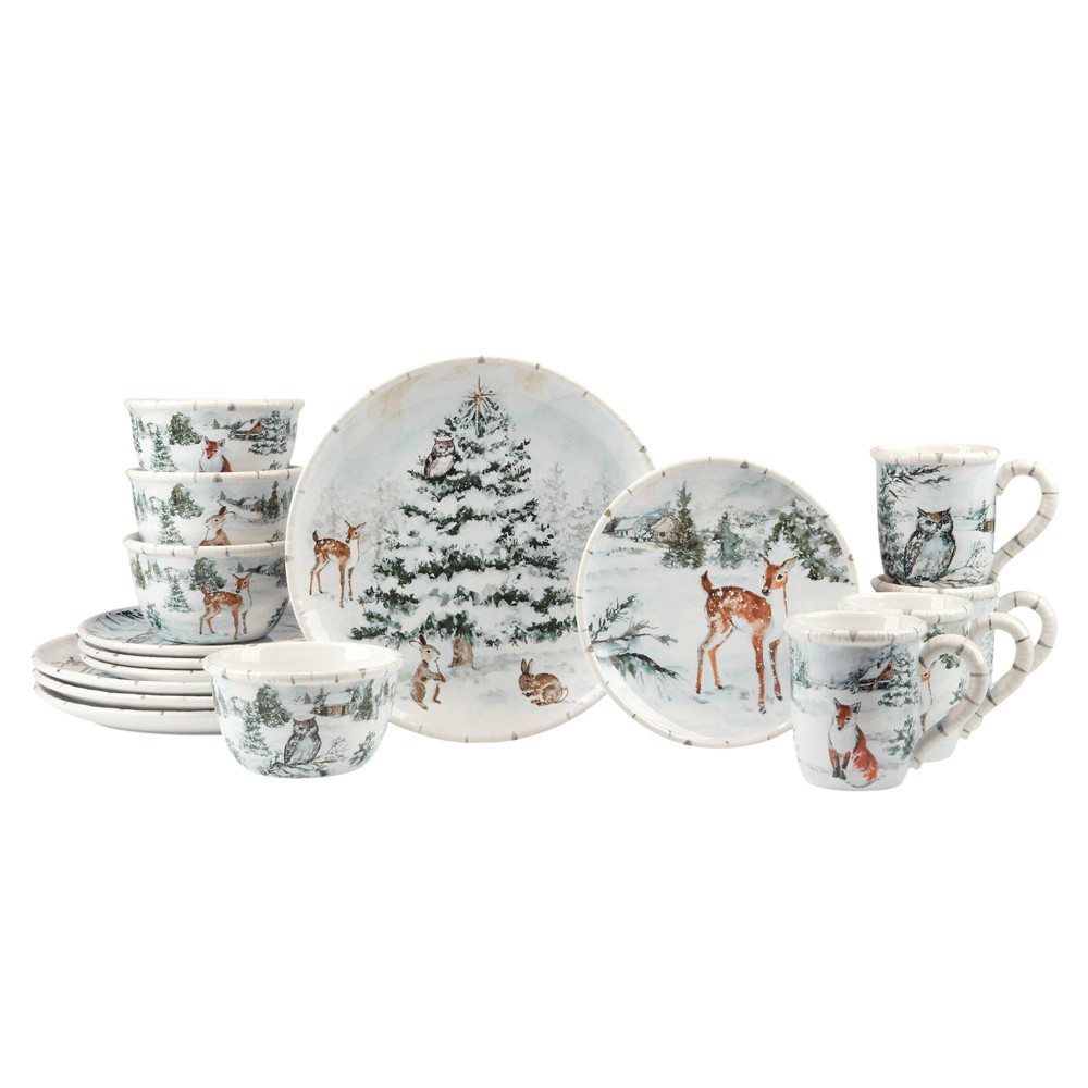 Photos - Glass Certified International 16pc Winter's Frost Dinnerware Set 