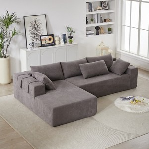 TiramisuBest 108" Modular L-Shaped Upholstered Sectional Sofa Set w/ Left Chaise, 6 Pillows & Free Combination for Living Room & Bedroom,Grey - 1 of 4