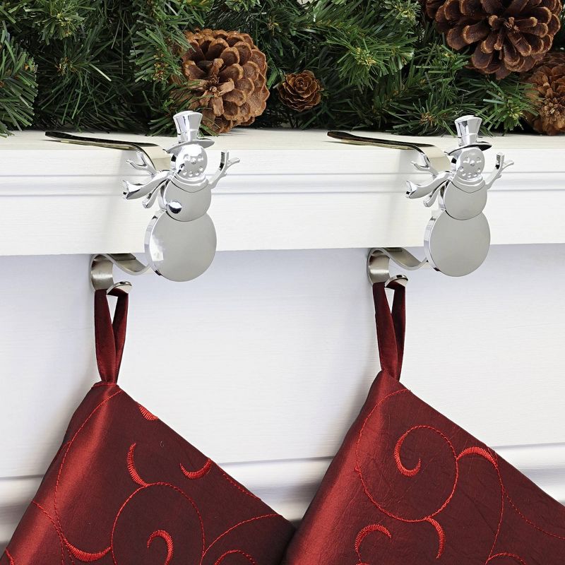 Original MantleClip 2ct Snowman Silver Christmas Stocking Holder, 3 of 4