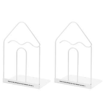 Unique Bargains Pencil Style Metal Organizer Bookend for Library Workspace Stationery Office Accessories White