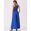 Allegra K Women's Cross Neck Sleeveless Wide Leg Full Length Romper Jumpsuits - 3 of 4