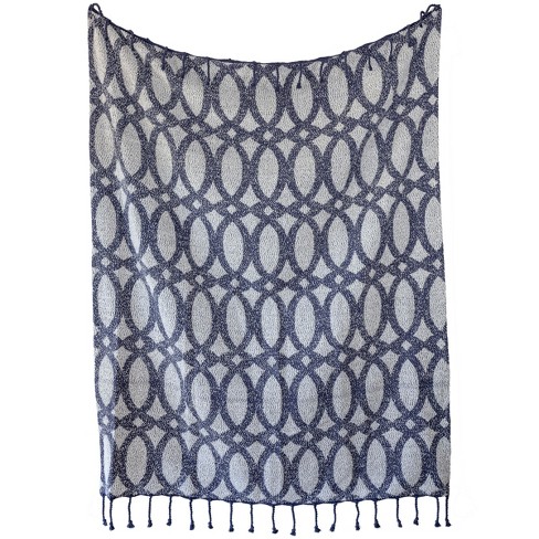 Hand Woven Throw Blanket Blue Cotton - Foreside Home & Garden - image 1 of 4