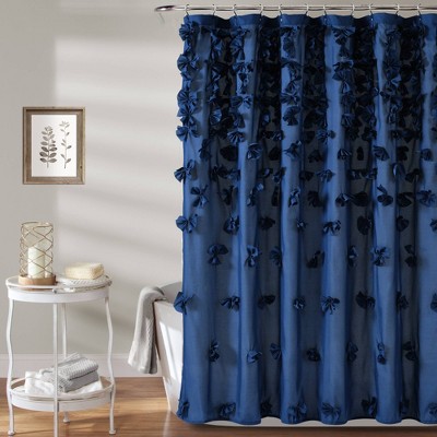 72"x72" Riley Shower Curtain Navy - Lush Décor