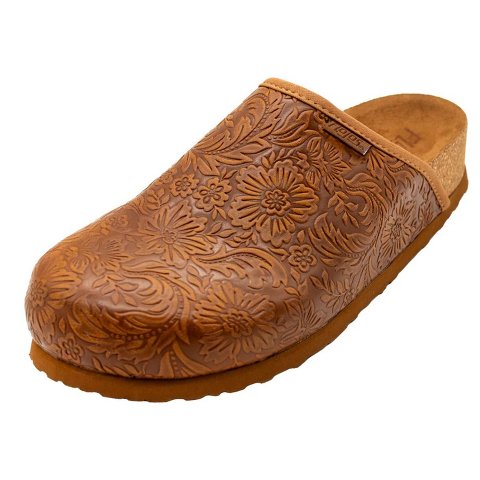 Женские сабо Flojos Womens Sofia Floral Tooled Slip On Mule Clog, Tan Artisan (8)