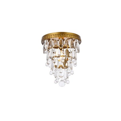 Nordic Brass and Crystal Flush Mount Light Fixture