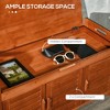 Shoe Bench with Storage Cabinets, Bamboo Entryway Bench with Seating Cushion, 3 Doors and Hidden Compartment for Hallway Cherry - 4 of 4