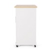 Kitchen Trolley Carts On Wheels Rolling Kitchen Island Cart With Rubberwood Countertop, With 1 Drawer 2 Doors, Towel Rack - 4 of 4