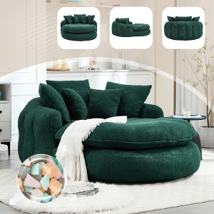 Oversized Oval Chenille Bean Bag Sofa with 3 Large and 2 Small Pillows and Wrap Around Backrest for Adults - 1 of 4