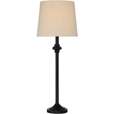 Carter 3-Piece Lamp Set with Black Metal Frame and Cream Fabric Shade