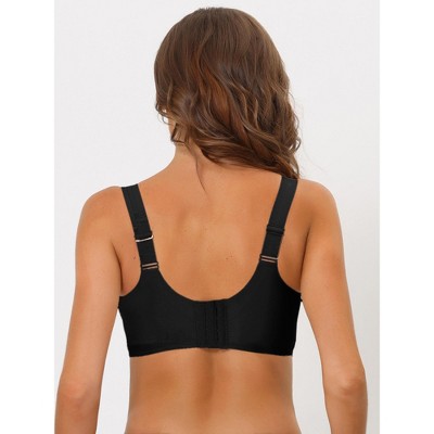 Allegra K Women's No Show Smooth Comfort Adjustable Wide Straps Wireless Minimizers Bras Black