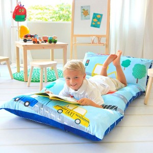 Butterfly Craze Butterfly Craze Floor Pillow Case, Mattress Bed Lounger Cover, Cars Blue, Queen Size - for Kids & Adults - 1 of 4