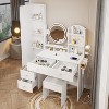 NicBex Vanity Desk with Mirror and Light Vanity with Full Body Mirror Cabinet and Round Mirror, Built-in Socket, Cushioned Stool for Bedroom - 2 of 4