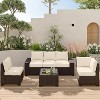 6-Piece All-Weather Sectional Patio Sofa Set, Rattan Wicker Couch Set with Glass Coffee Table for Backyard, Garden, or Balcony - 2 of 4