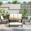 Outdoor 5-Pcs Furniture Set, Conversation Sets with 3-Seat Sofa and Coffee Table, Chairs with Steel Frame and Polyester Cushions-Coolbibila - 2 of 4