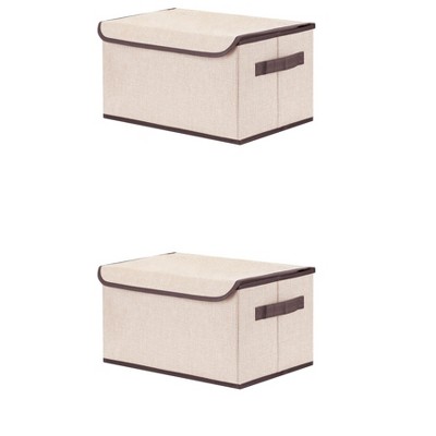 REGALWOVEN Fabric Shelves Closet Collapsible Storage Bin Cube with Handles and Lid 2 Pcs