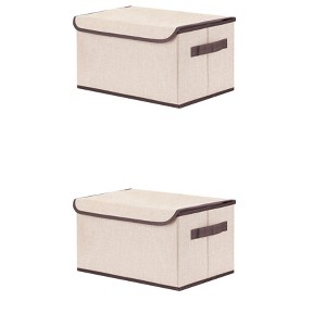 REGALWOVEN Fabric Shelves Closet Collapsible Storage Bin Cube with Handles and Lid 2 Pcs - 1 of 4