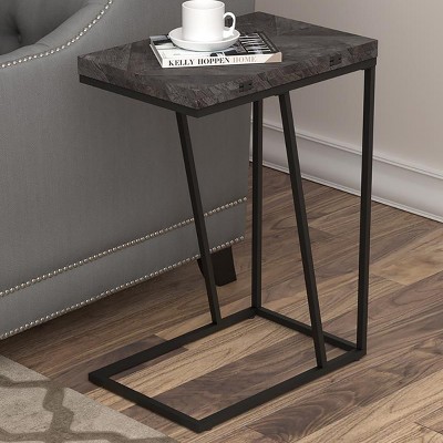 FURNIinspire End Tables Rectangle Small Accent Table Night Stand Side Table Living Room Furniture, Simple Workbench, Grey, 11.5"*18"*25.25"